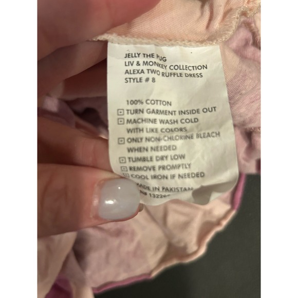 Jelly the Pug Tiered Ruffle Girl Dress Pink Purple Size 8 Cottage Twirl Spring - Picture 5 of 6